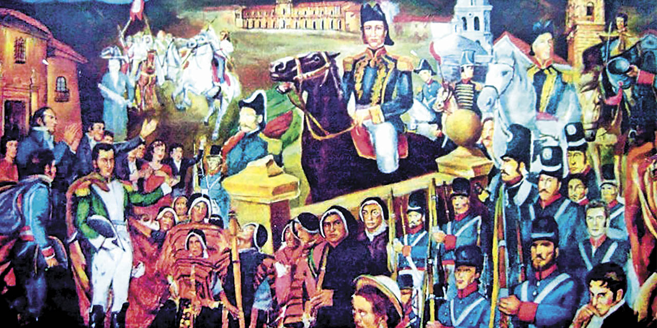 Ilustración del suceso en Tumusla, 1 de abril de 1825. 