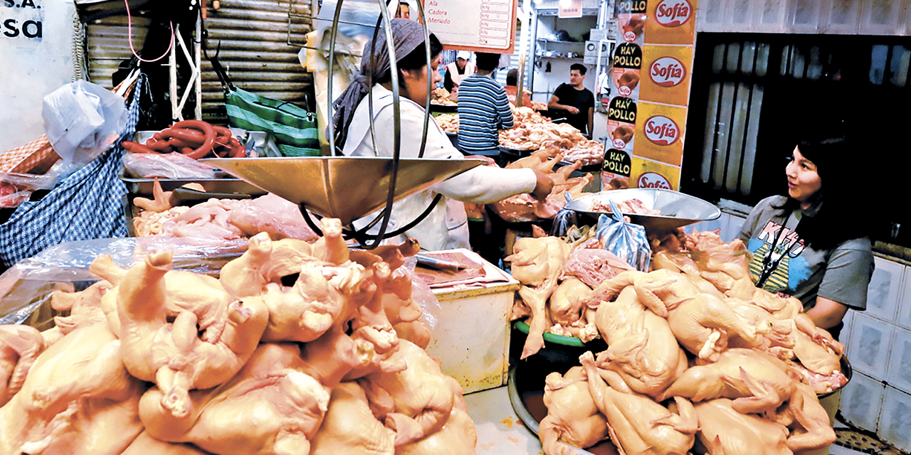 La venta de carne de pollo en los mercados también sufrió una reducción del precio. 