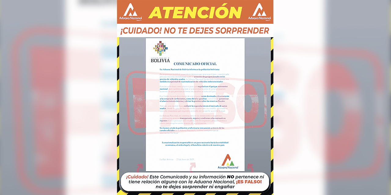 La alerta que hizo la Aduana en sus redes sociales.