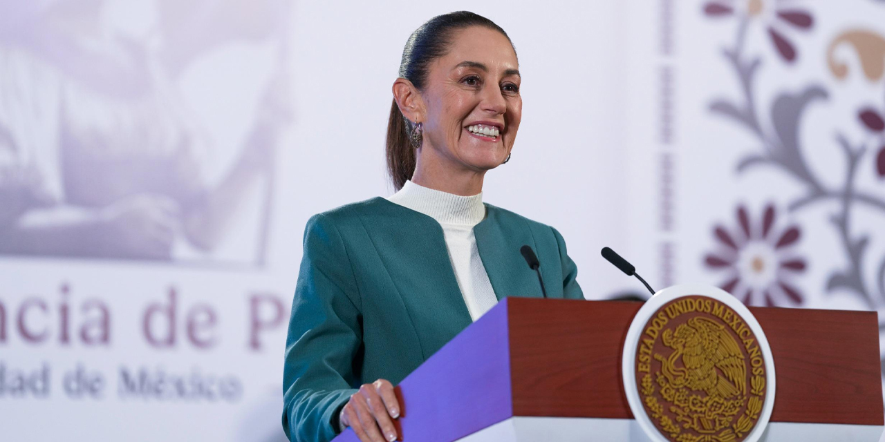 La presidenta de México, Claudia Sheinbaum, durante una  rueda de prensa.
