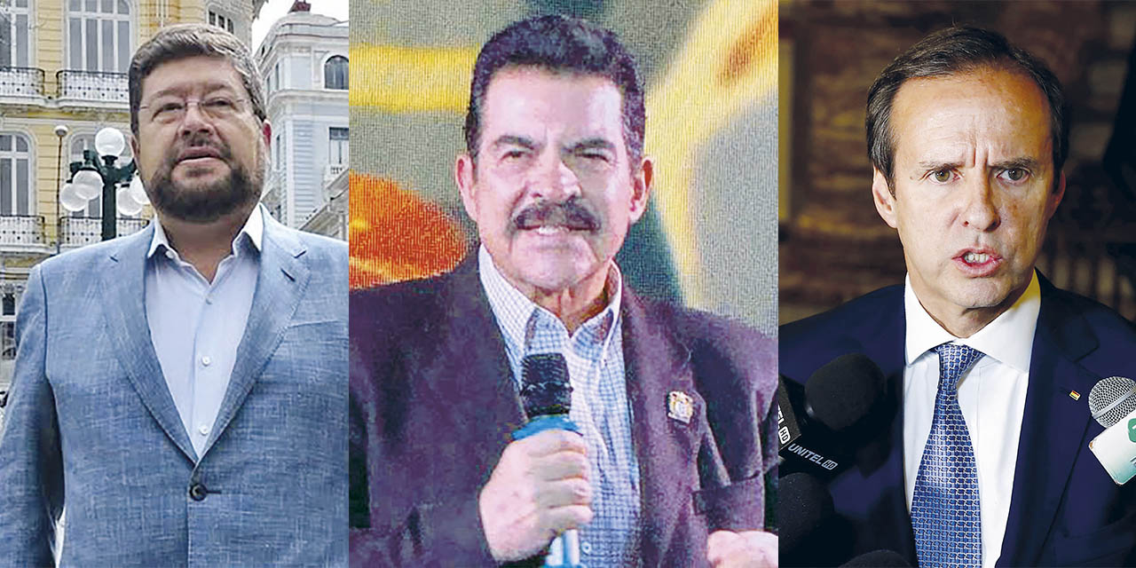 De izquierda a derecha: Samuel Doria Medina, Manfred Reyes Villa y Jorge Quiroga.