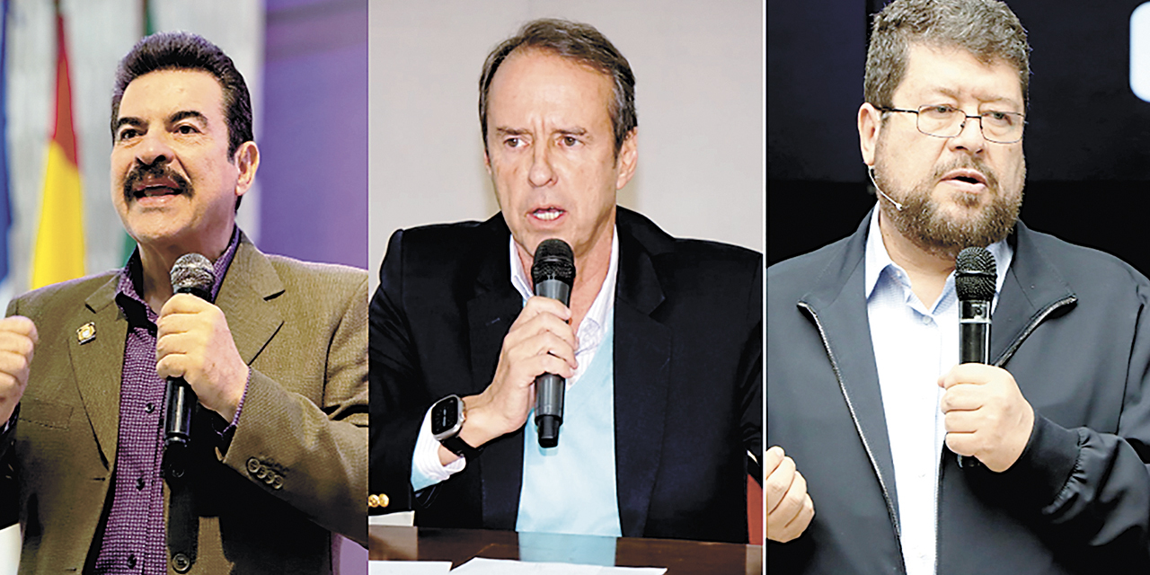 Los candidatos de derecha Reyes Villa, Quiroga y Doria Medina.