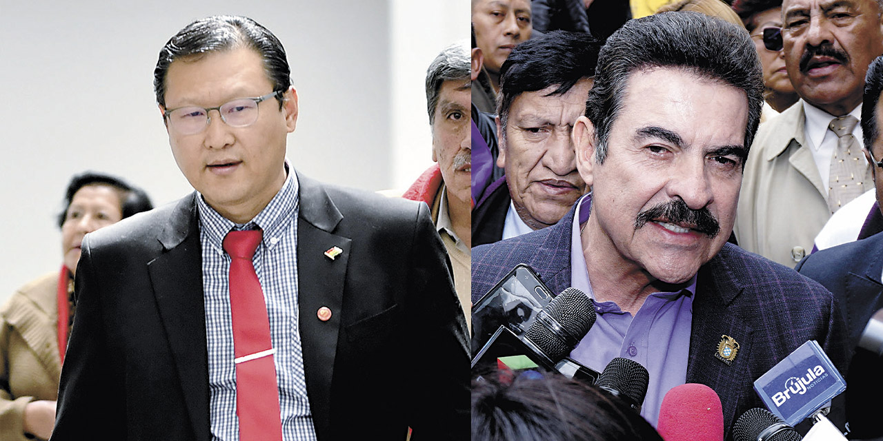 Los precandidatos Chi y Reyes Villa.