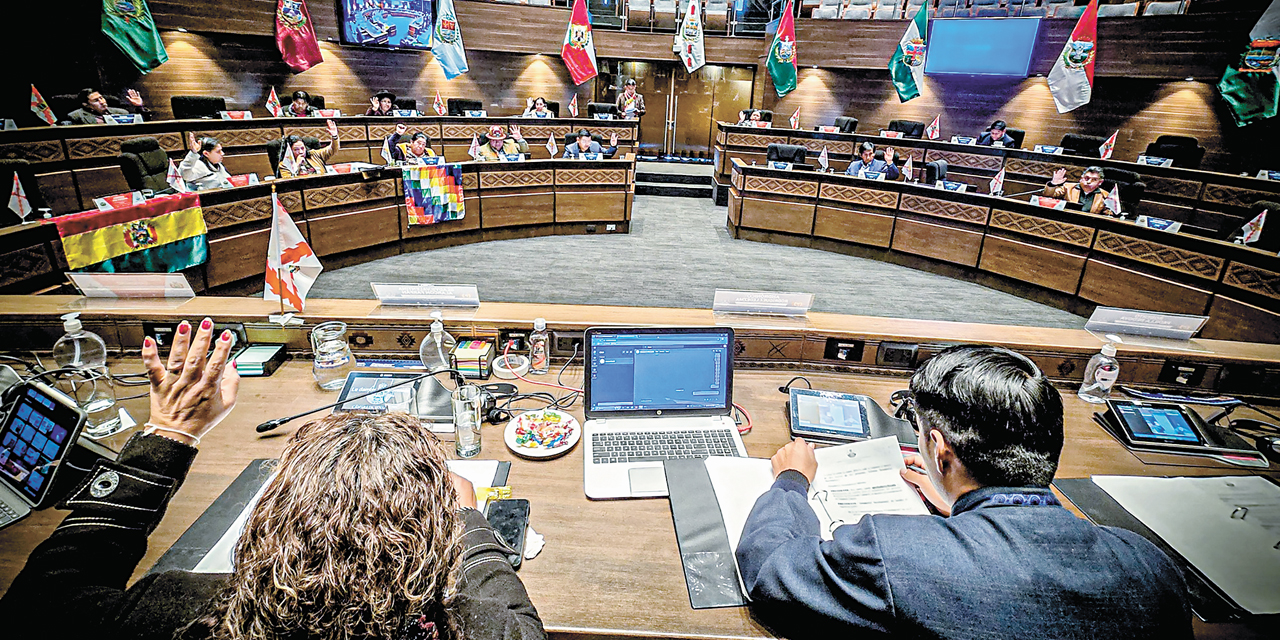 Parlamentarios de la Cámara de Senadores en sesión.