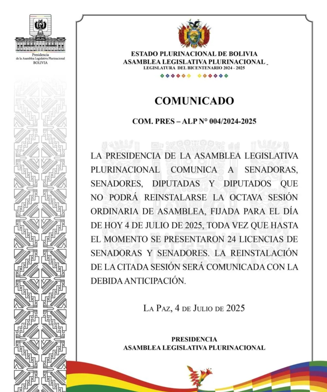 LESGISLADORES RECESO