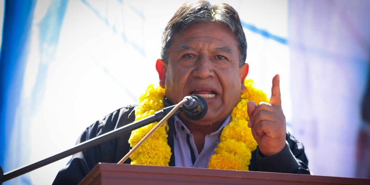 Choquehuanca durante el acto de entrega de obras por los 208 años de la efeméride de Tarija. Foto: Vicerpresidencia 