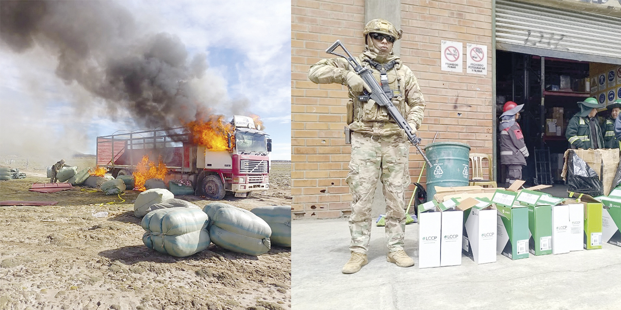 Productos de contrabando son incinerados por los propios contrabandistas.