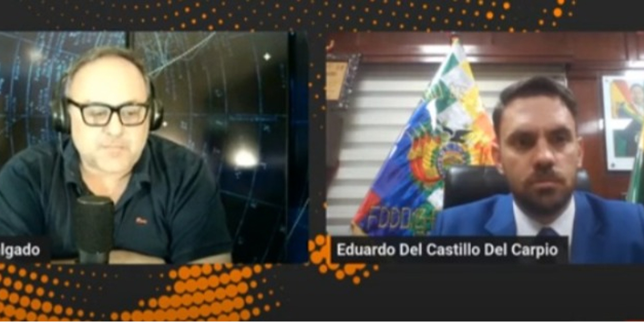El periodista Sebastián Salgado entrevista al ministro de Gobierno, Eduardo del Castillo. Foto: Captura de imagen