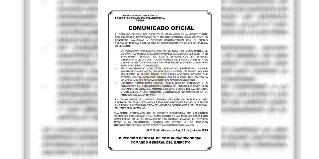 Ejército ratifica el apego a la ley y al orden constitucional en el país