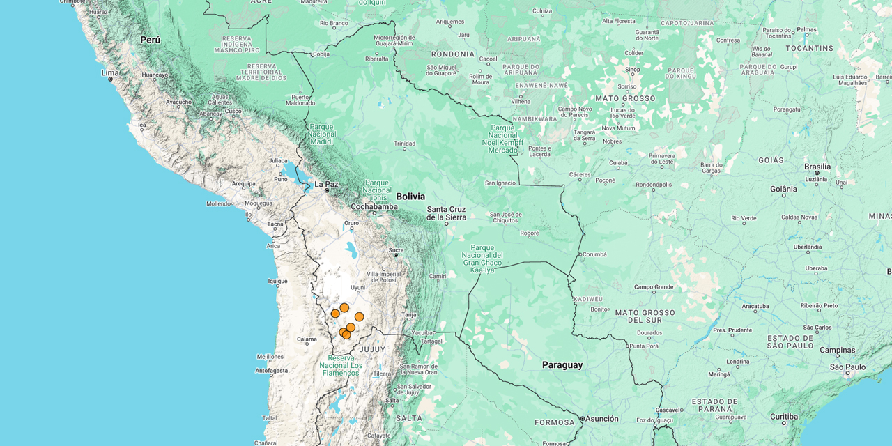 El mapa muestra los puntos con actividad sísmica en el territorio nacional.