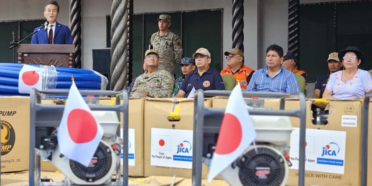 Entrega de ayuda del gobierno de Japón / Foto: RRSS Luis Arce
