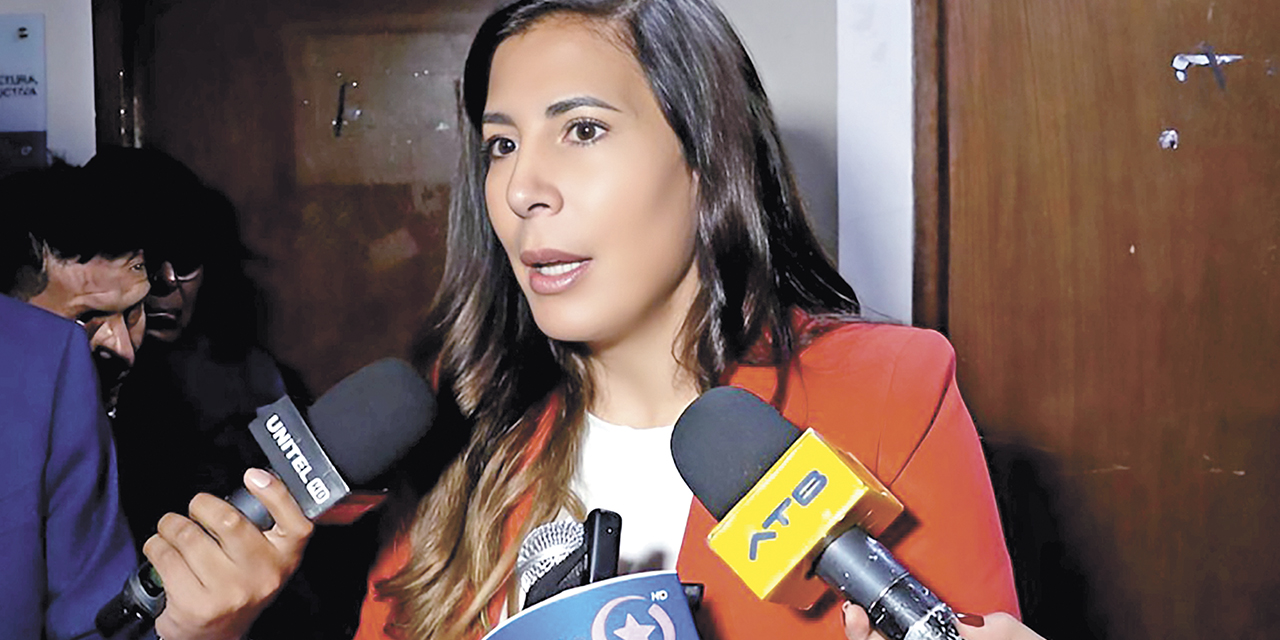La concejal Roxana Pérez Del Castillo en rueda de prensa.