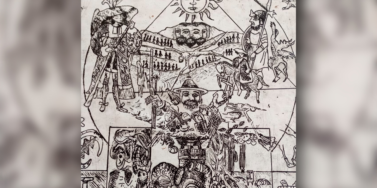 Dibujo de la artista Wendy Arteaga, que destaca el origen de la Alasita.