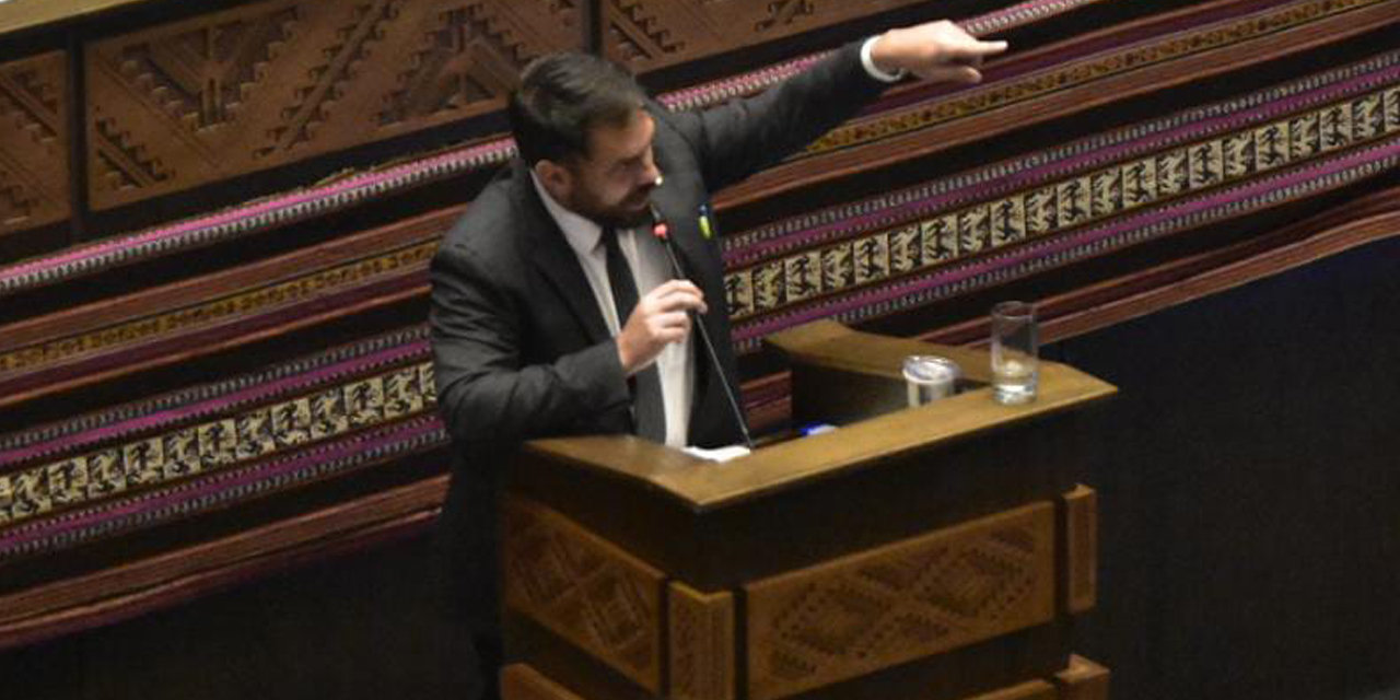 El ministro Eduardo Del Castillo en el pleno de la Asamblea Legislativa. Foto: APG