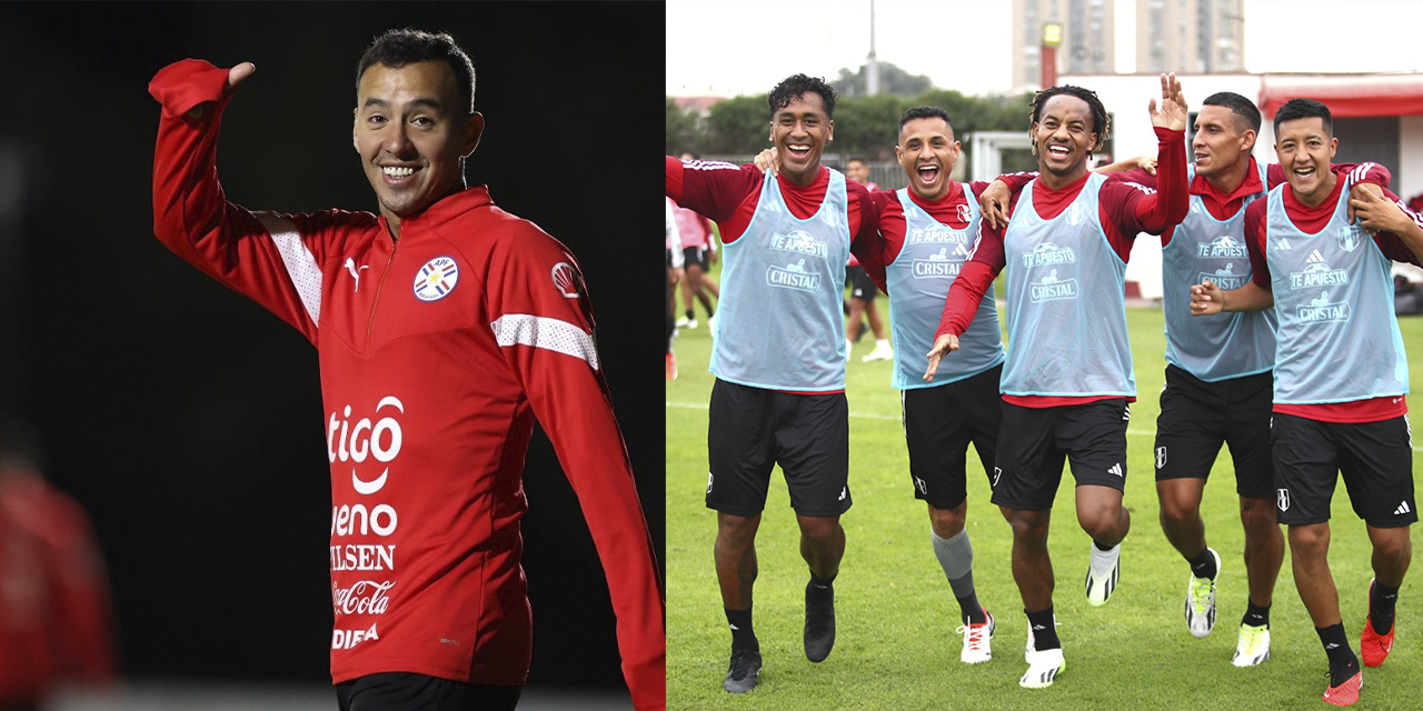 Alejandro Romero, del seleccionado guaraní y el entusiasmo de los seleccionados peruanos.