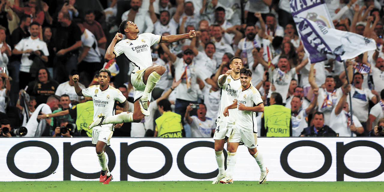 El inglés Jude Bellingham celebra su gol, el que le dio el triunfo al Real Madrid. | Foto: @realmadrid