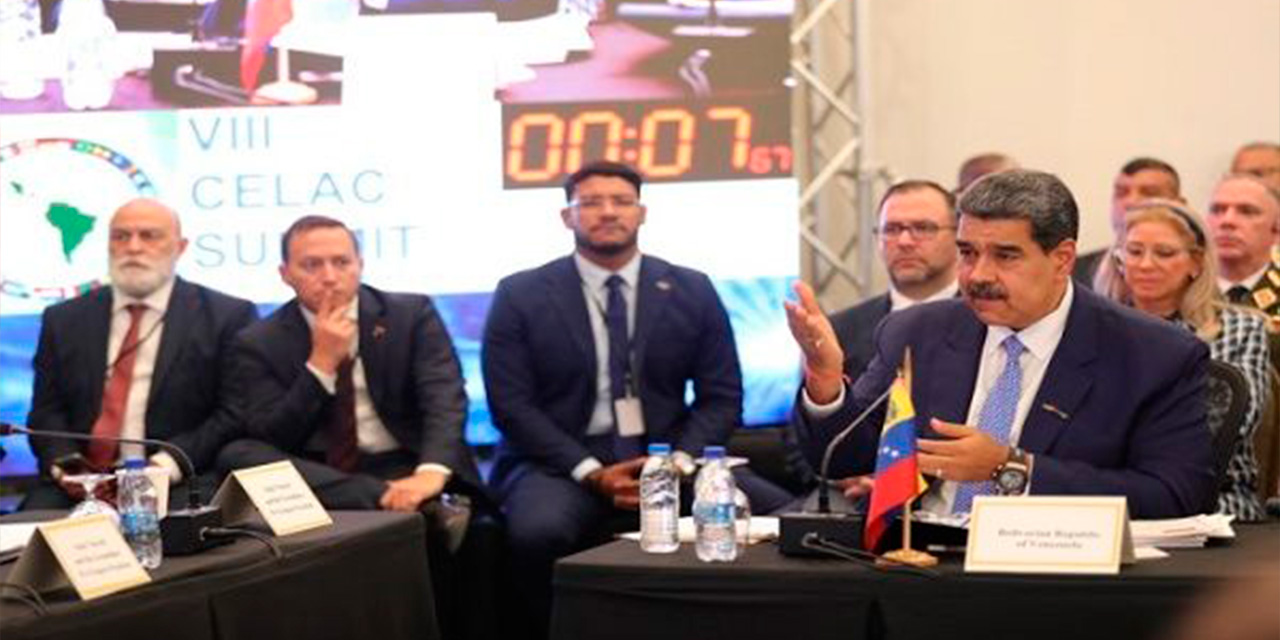 El presidente de Venezuela, Nicolás Maduro, en la Celac. Foto:  TELESUR