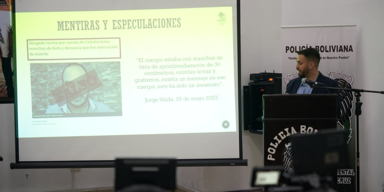 El Ministro de Gobierno en conferencia de prensa.
