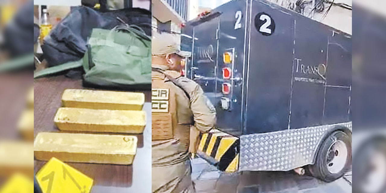 Los lingotes de oro fueron depositados en bóvedas del Banco Central de Bolivia. Foto: FELCC y RRSS