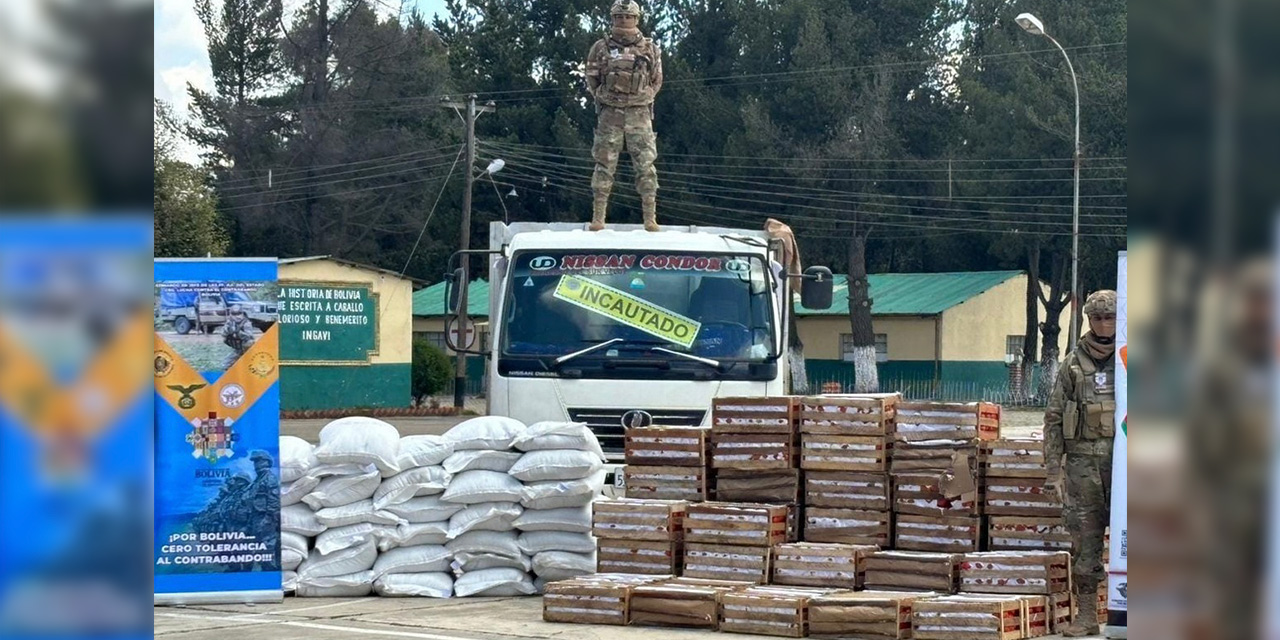 Mercadería de contrabando incautada en operativos en Tarija. Foto:  ViCem. de Lucha contra contrabando