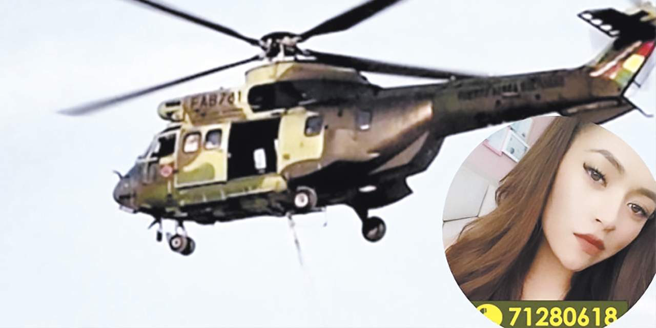 El helicóptero del Grupo Aéreo 51 de la FAB sobrevuela los Yungas paceños. | Foto: ABI