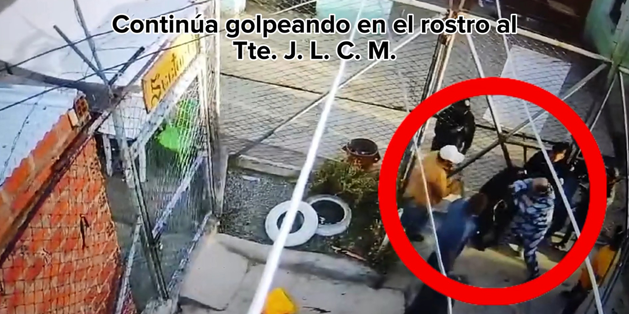 En las imágenes se observa cómo Nallar empieza a agredir “brutalmente” a los policías.