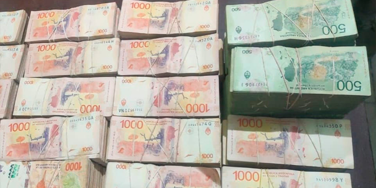 Dinero comisado en Bermejo, frontera con Argentina. Foto: CEO-LCC