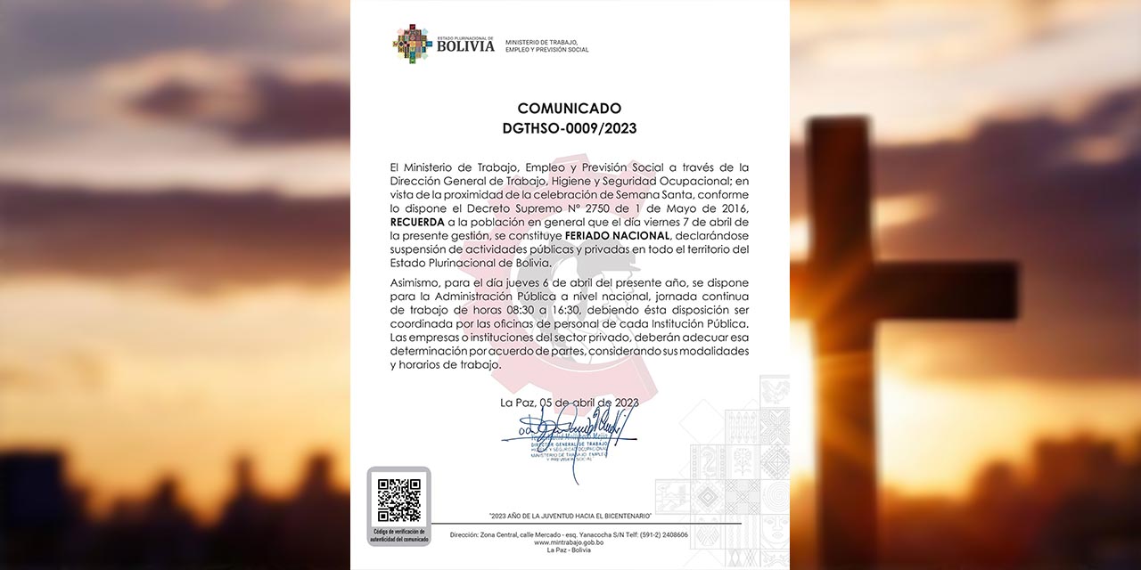 El comunicado del Ministerio de Trabajo. | Foto: Trabajo