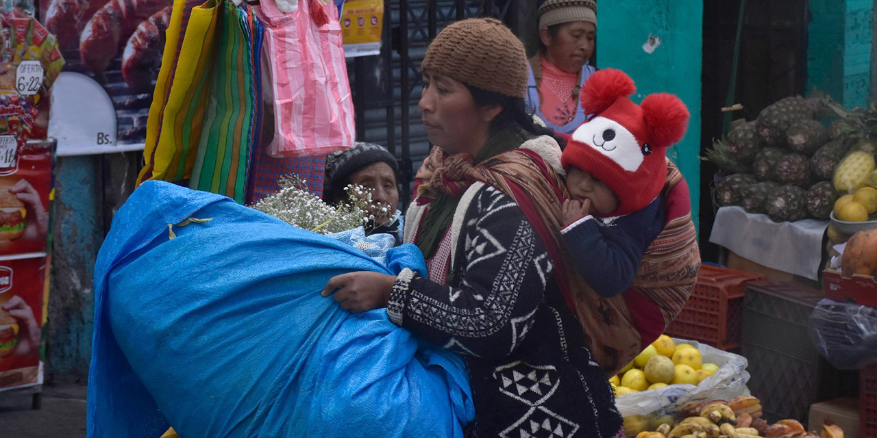 Una mujer, junto a su hijo, en su trabajo diario. (Foto: APG)