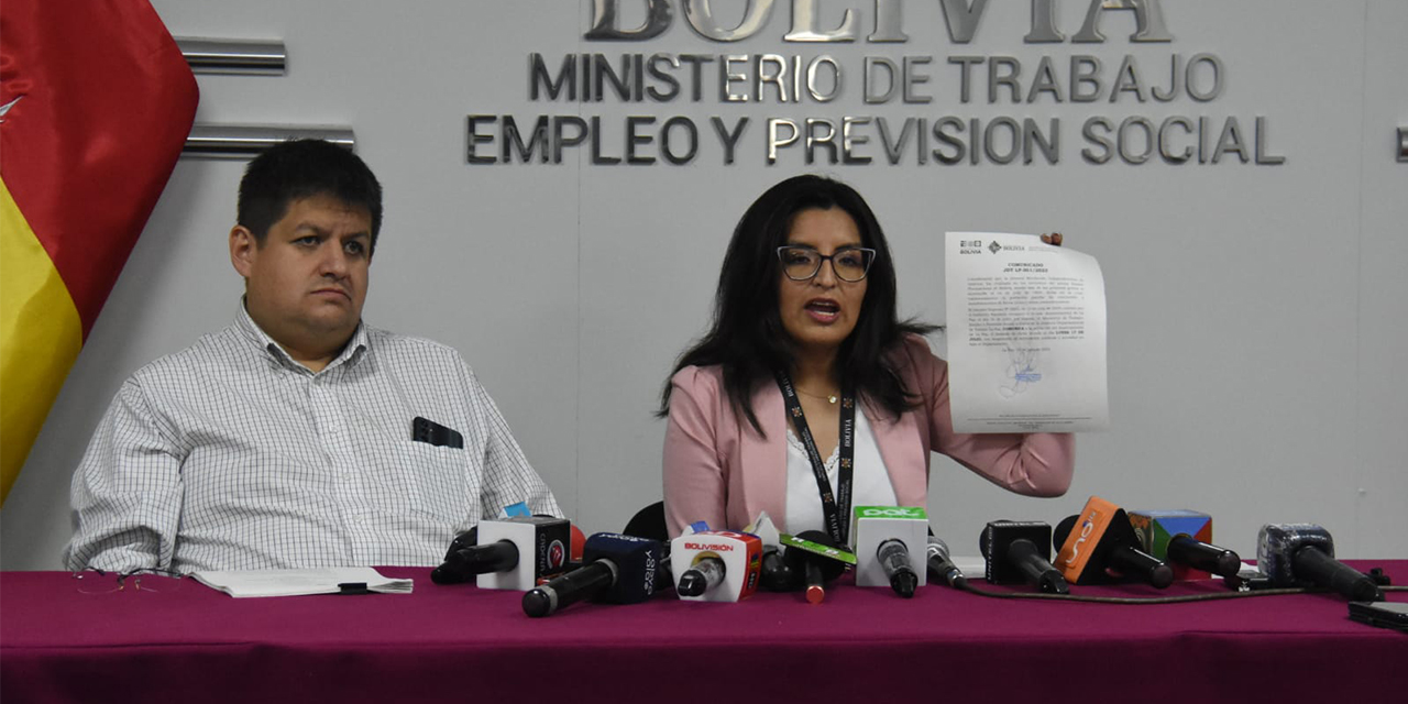 Ministerio de Trabajo traslada feriado paceño del 16 de julio al lunes 