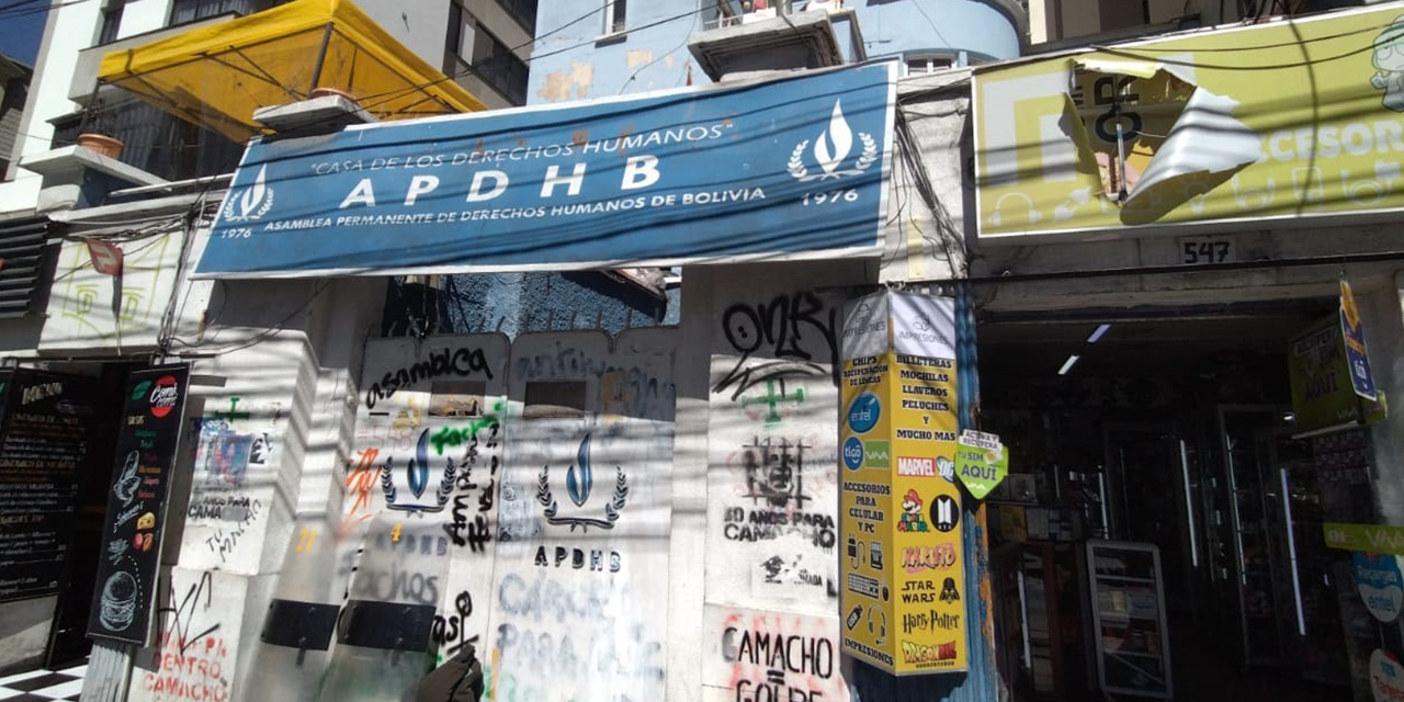 Los predios de la APDHB, en la avenida 6 de Agosto de La Paz. 