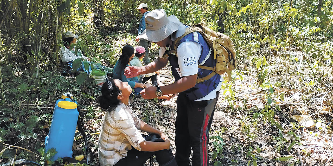 Personal de salud brinda atención a quienes luchan contra el fuego. | Foto: MSyD