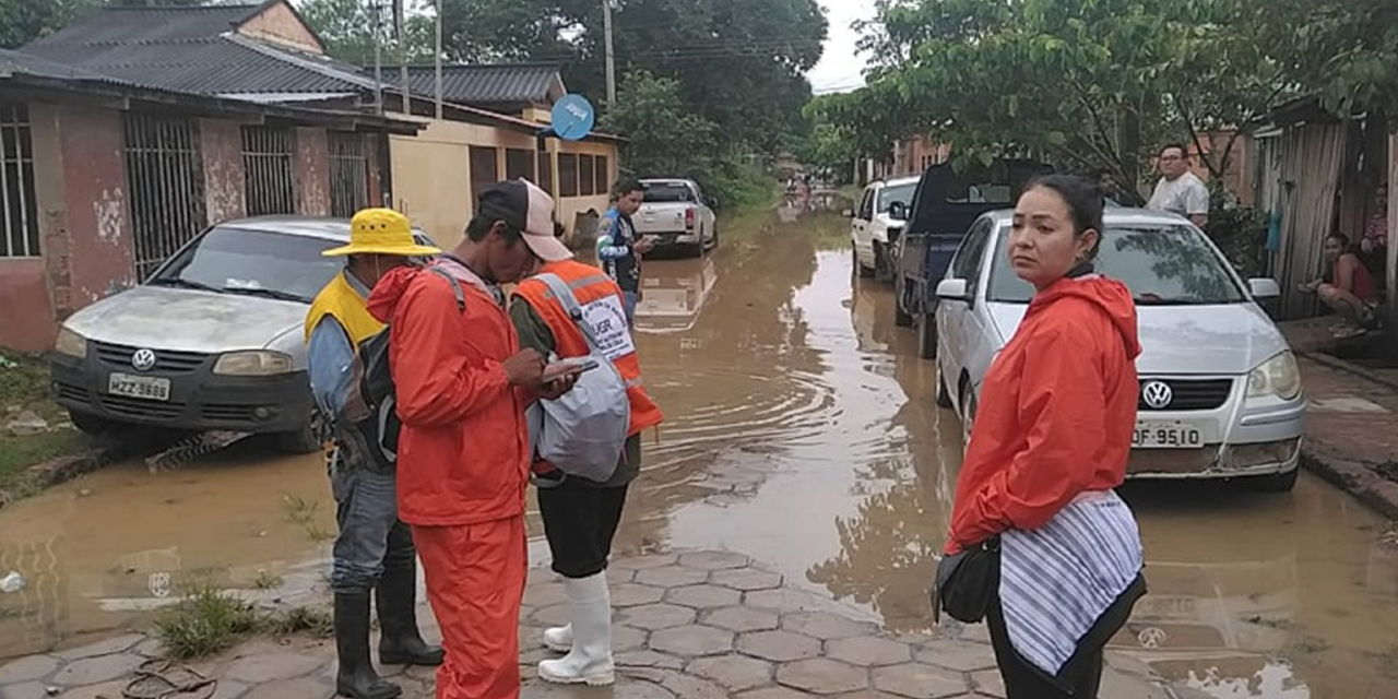 Inundación en Cobija. Foto: GAMC