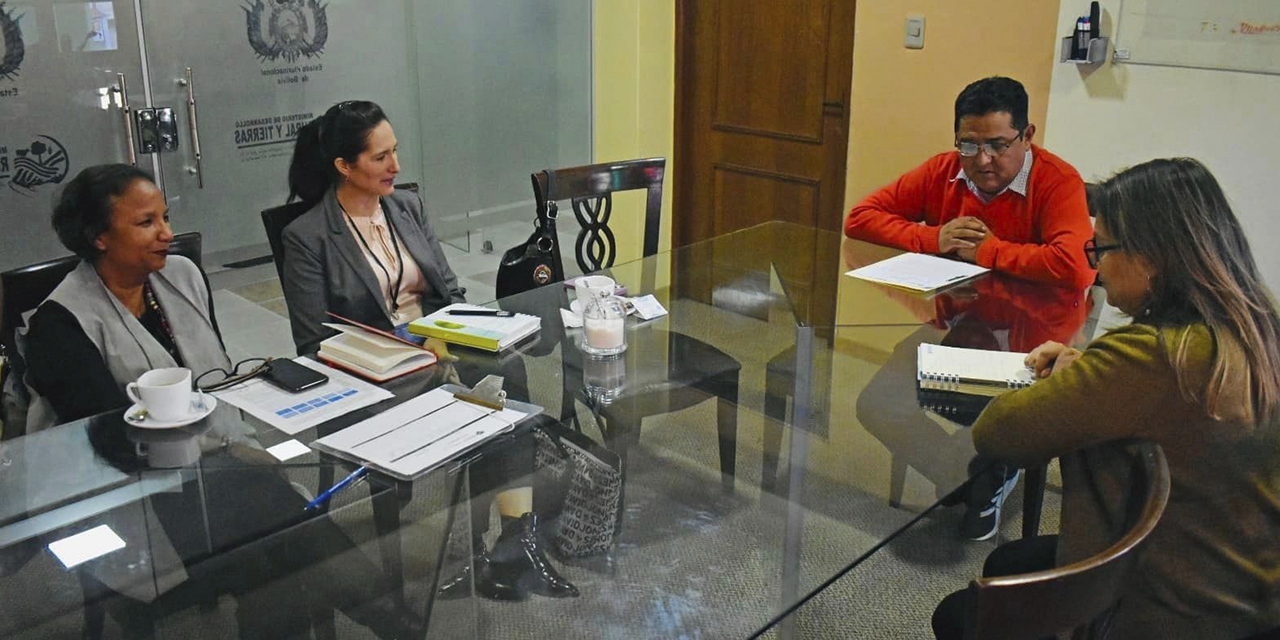 La reunión entre el ministro Remmy Gonzales y la representante del BM. (Foto: MDRyT)