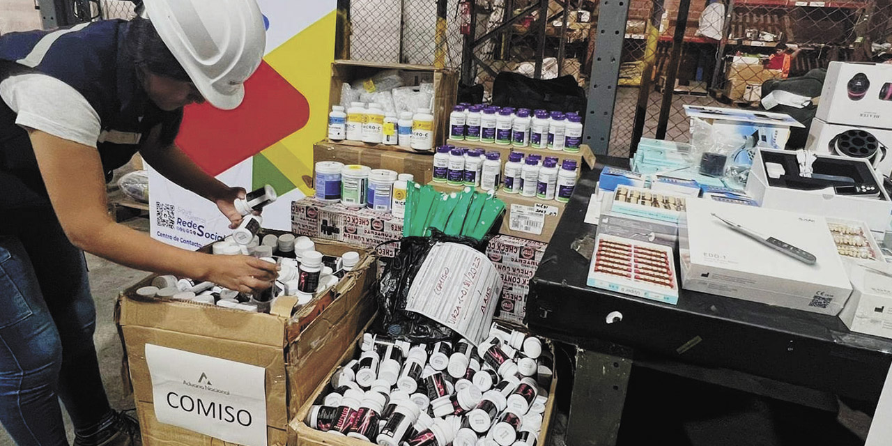 Los productos incautados en Viru Viru. | Foto: Aduana Nacional