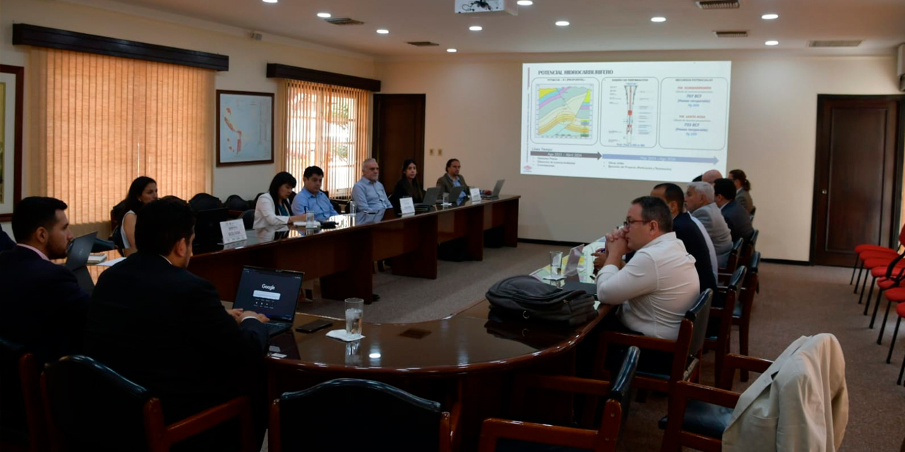 La reunión que sostuvieron ejecutivos de YPFB y Petrobras. | Foto: YPFB