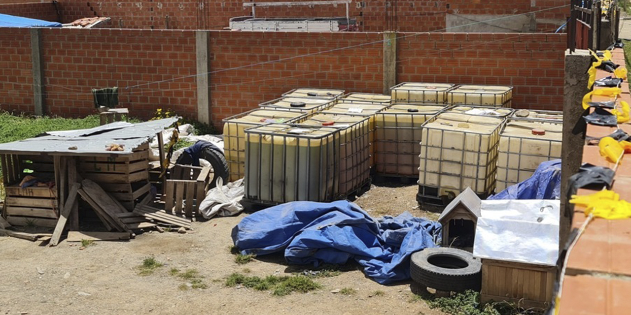 Domicilio en la zona Tilata, entre El Alto y Viacha, donde se almacenaba el combustible