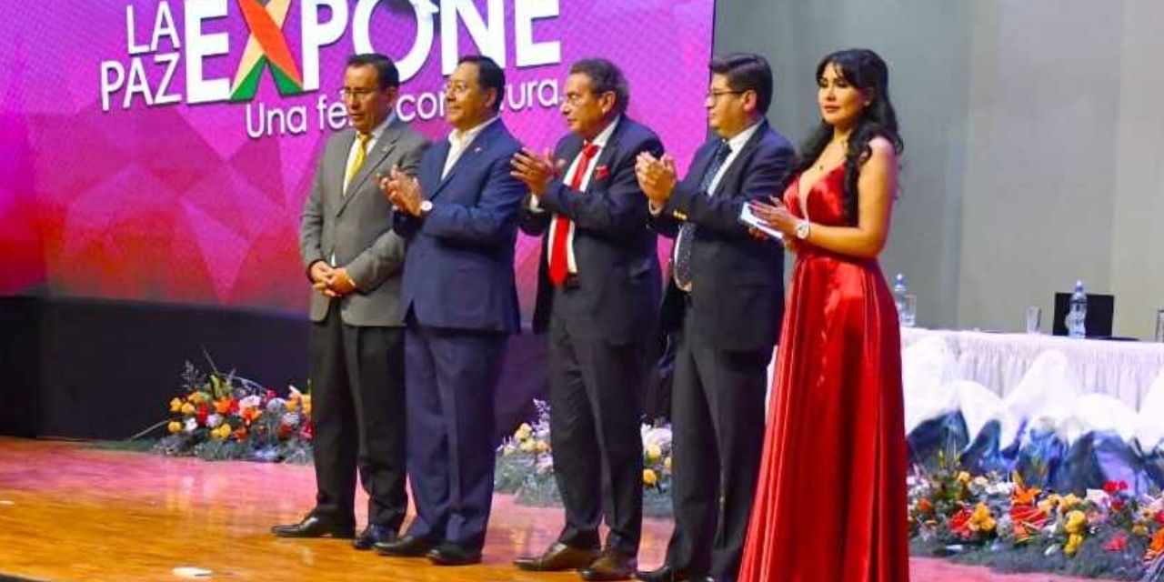 El presidente Luis Arce junto a empresarios y autoridades en la inauguración de La Paz Expone 2024. Foto: Archivo