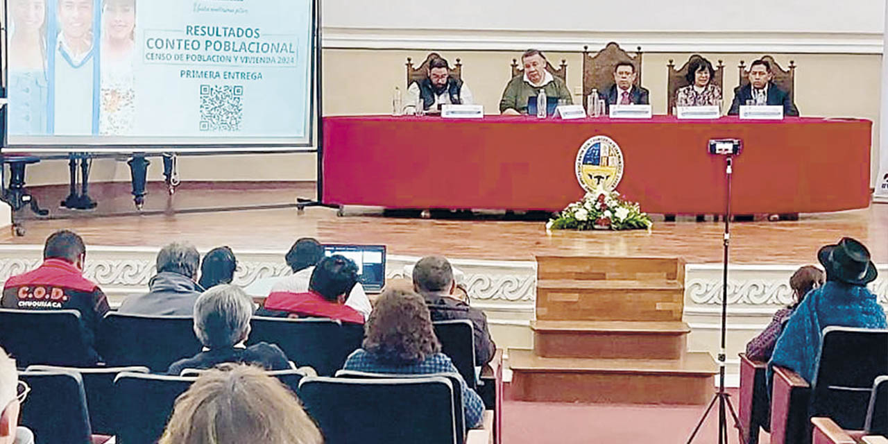 El INE presenta los resultados del Censo 2024 en Chuquisaca.  | Foto: INE
