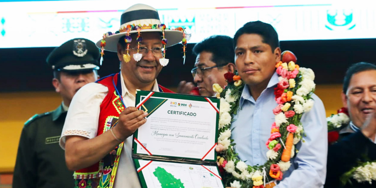 El presidente Luis Arce hoy en Sucre.