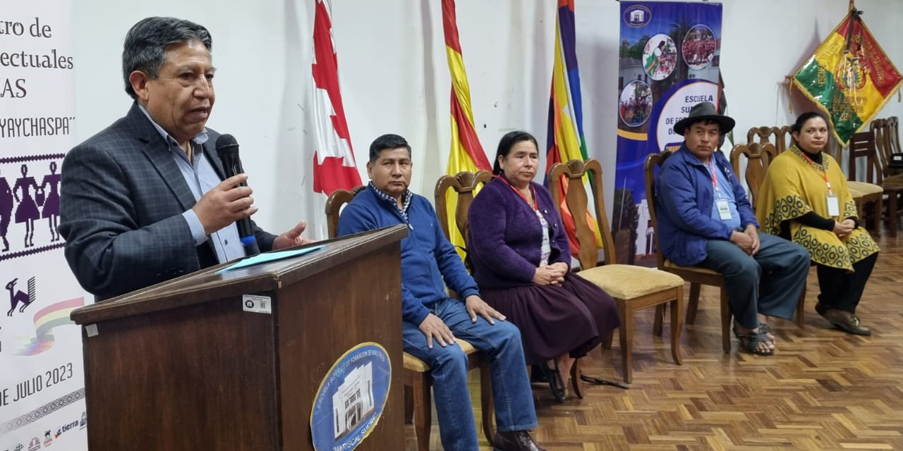 El vicepresidente David Choquehuanca en el municipio de Ichoca, La Paz, el lunes. Foto: Vicepresidencia del Estado