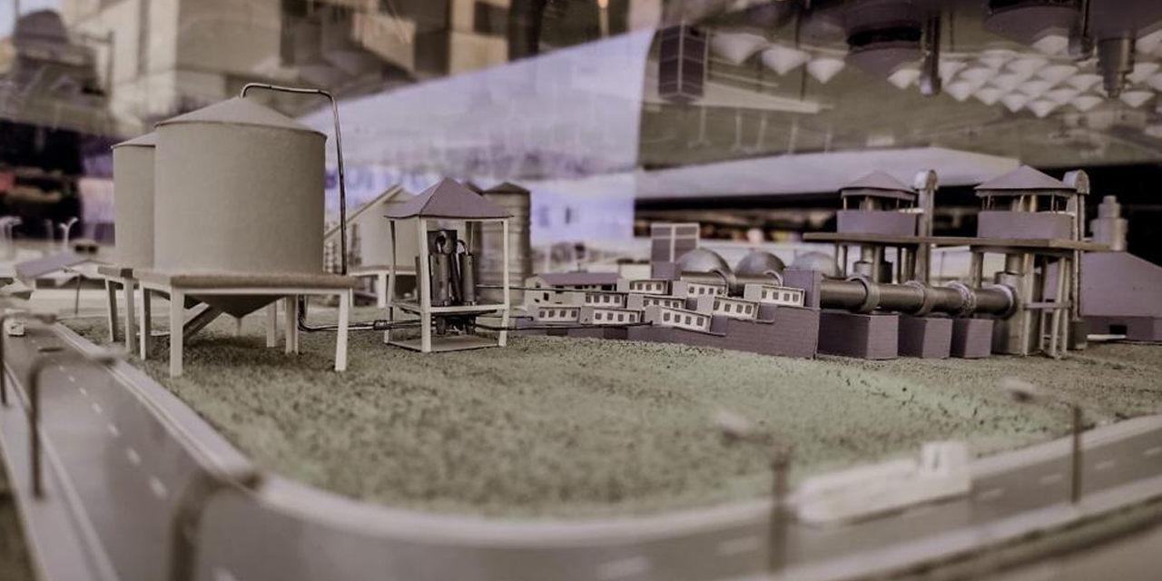 Maqueta de la futura Empresa Pública Productiva Industria Boliviana Química (IBQ) que será edificada en Uyuni, Potosí.