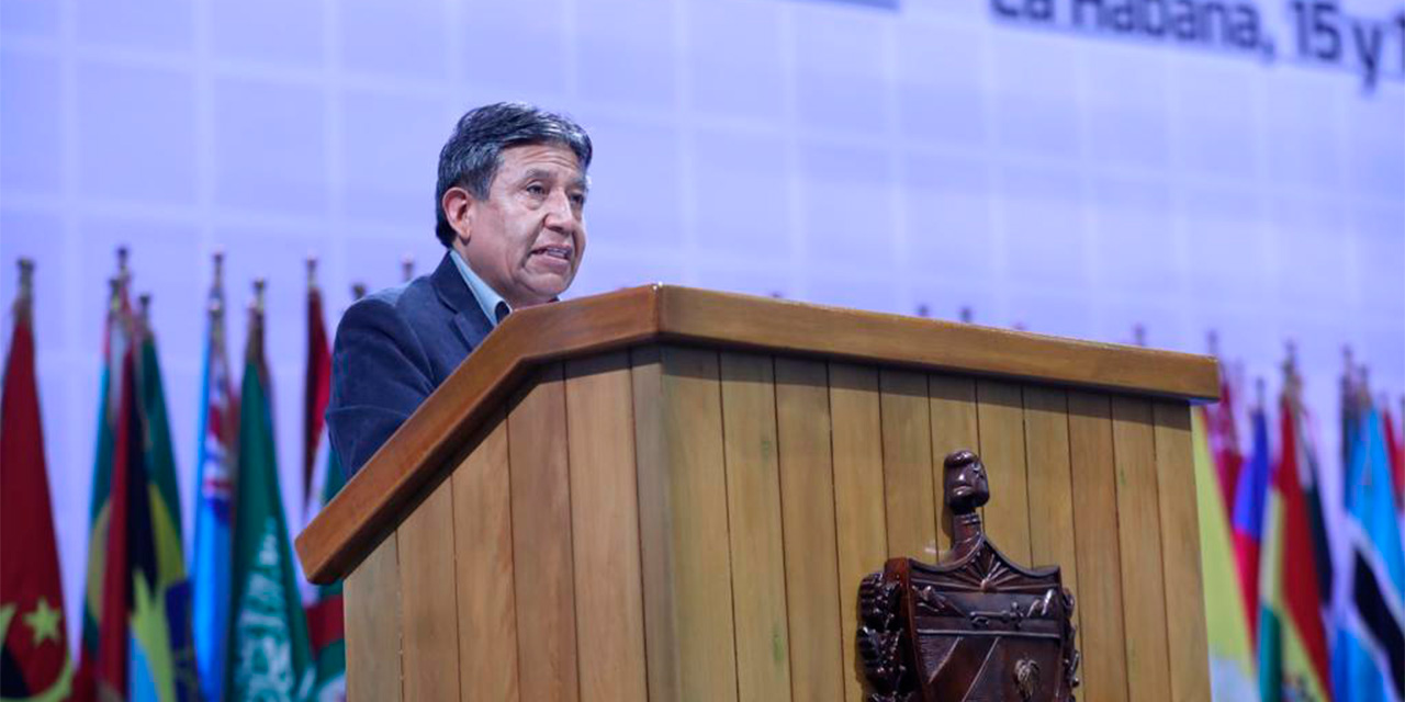 El vicepresidente David Choquehuanca en la Cumbre G77+China, en Cuba.