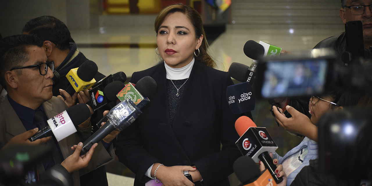La viceministtra de Comunicación, Gabriela Alcón, en rueda de prensa. (Foto: Archivo)