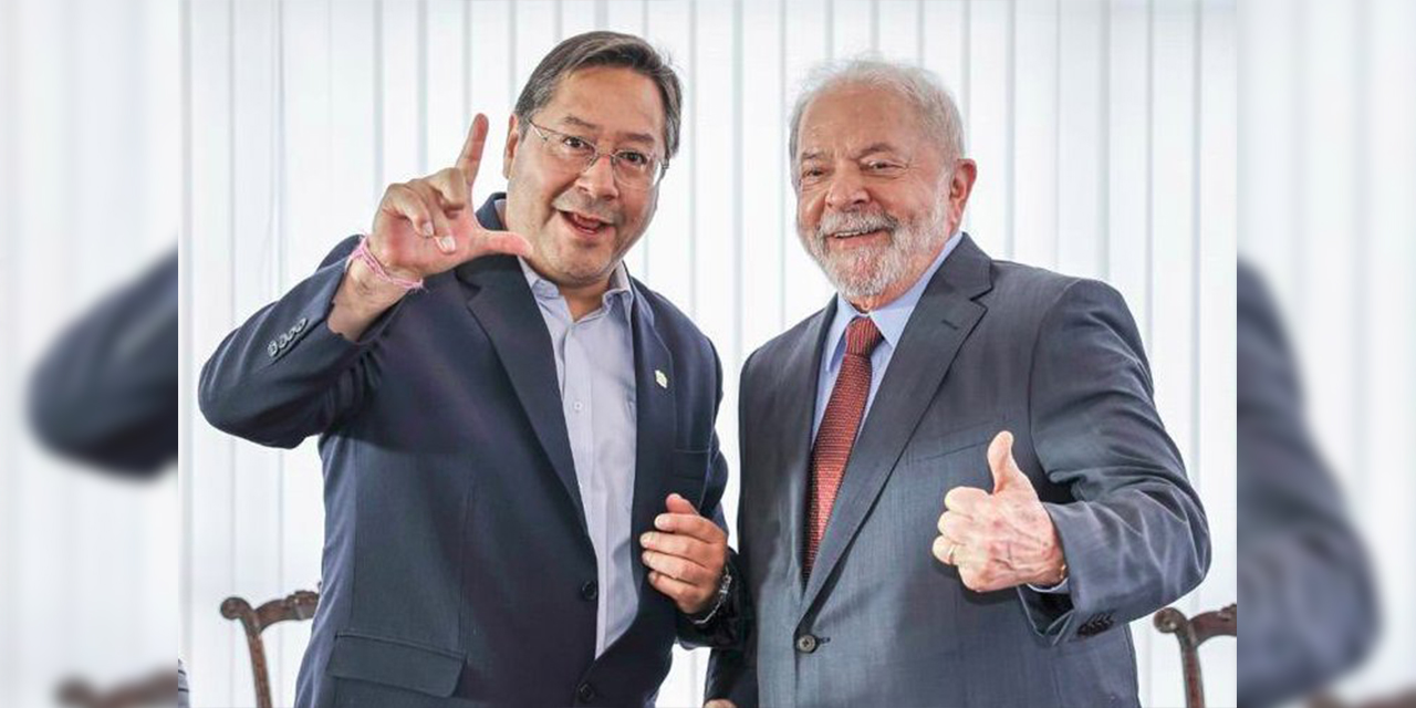 El mandatario Luis Arce con su par de Brasil, Lula da Silva. 