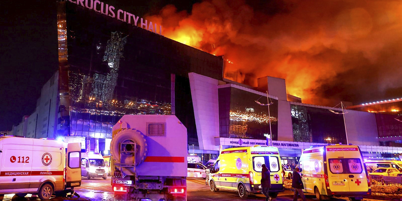 Atentado terrorista en la gran sala de conciertos Crocus City Hall, ubicada en la provincia de Moscú, Rusia.