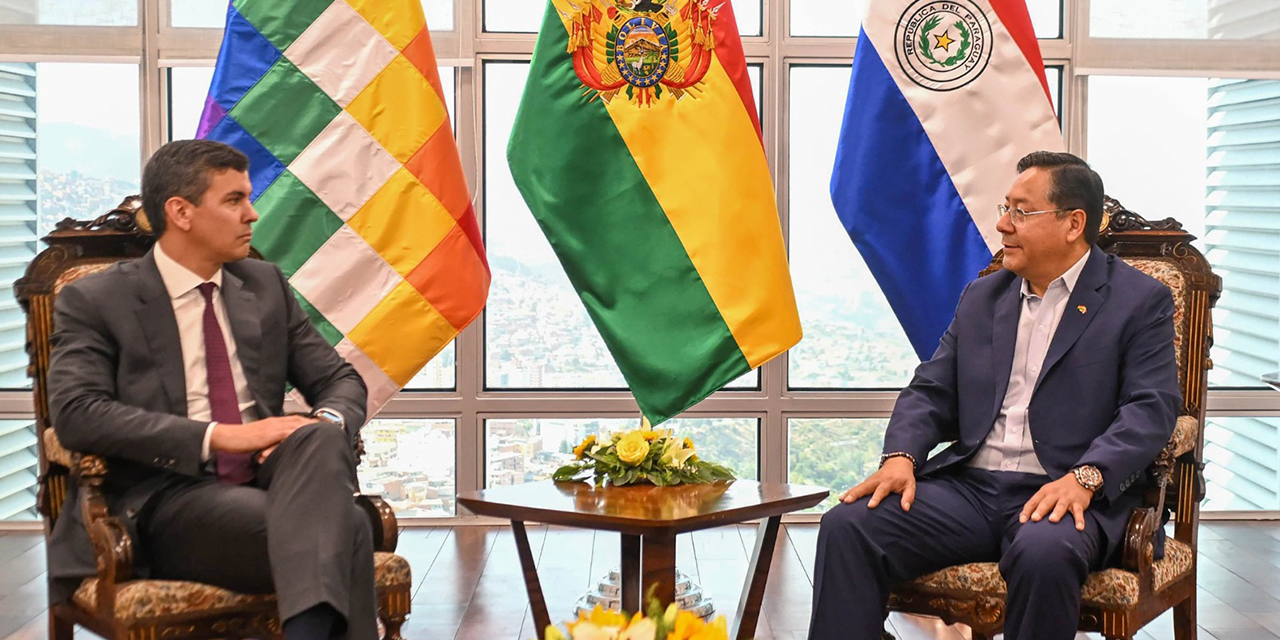 El Presidente de Paraguay con el mandatario boliviano en reunión. Foto: Presidencia