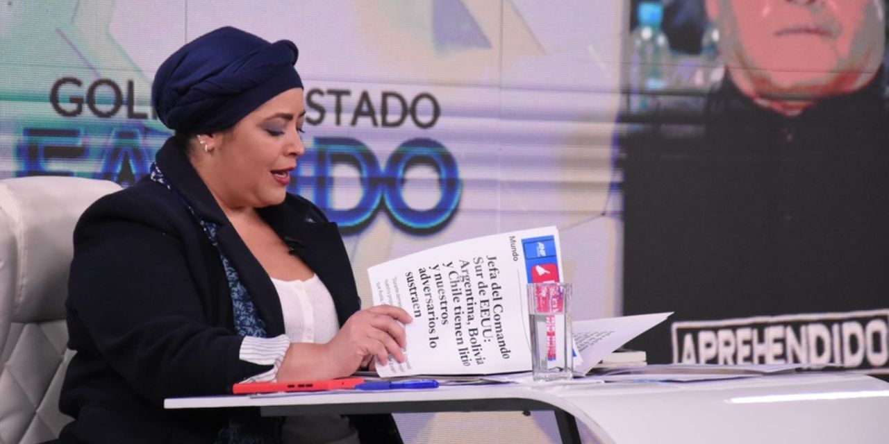 La ministra Prada en entrevista con Bolivia Tv, este domingo. Foto: Jorge Mamani