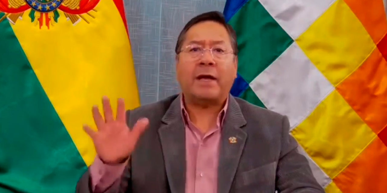 El presidente Luis Arce en la cumbre del ALBA-TCP. Captura de imagen de Bolivia Tv