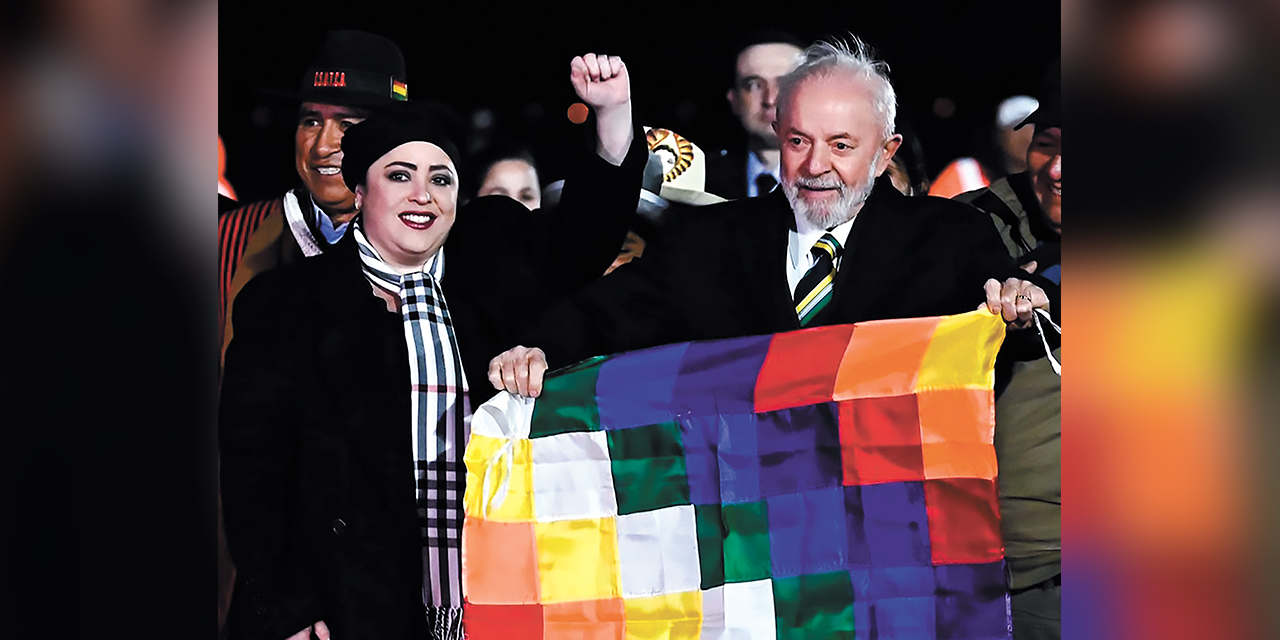 La ministra Prada y el presidente Lula, el lunes en la noche en Santa Cruz. Foto: Presidencia